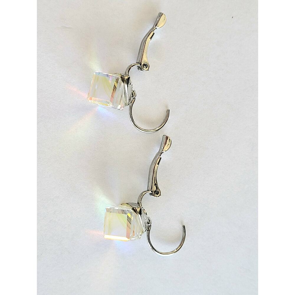 Aurora Borealis Crystal Pierced Earrings - Picture 6 of 6